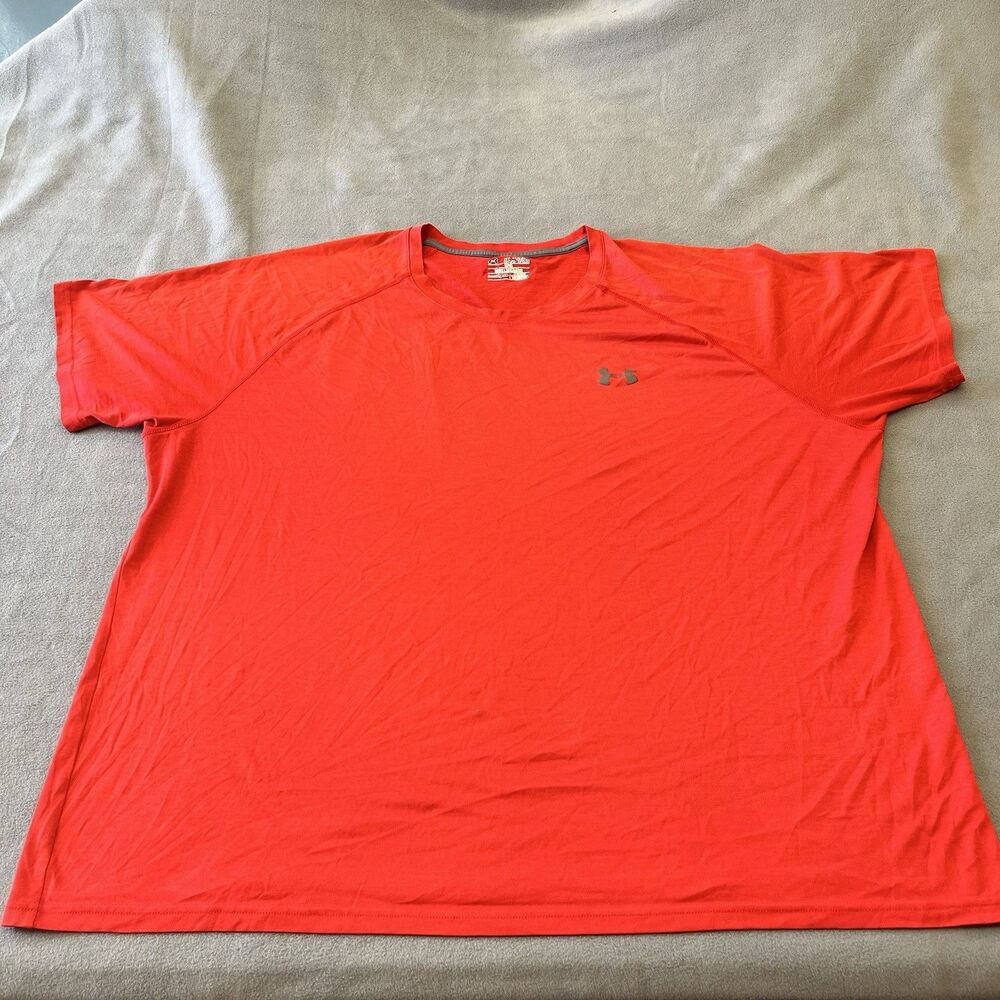 Under Armour HeatGear Red Short Sleeve T-Shirt Men's 2XL Loose Fit Performance